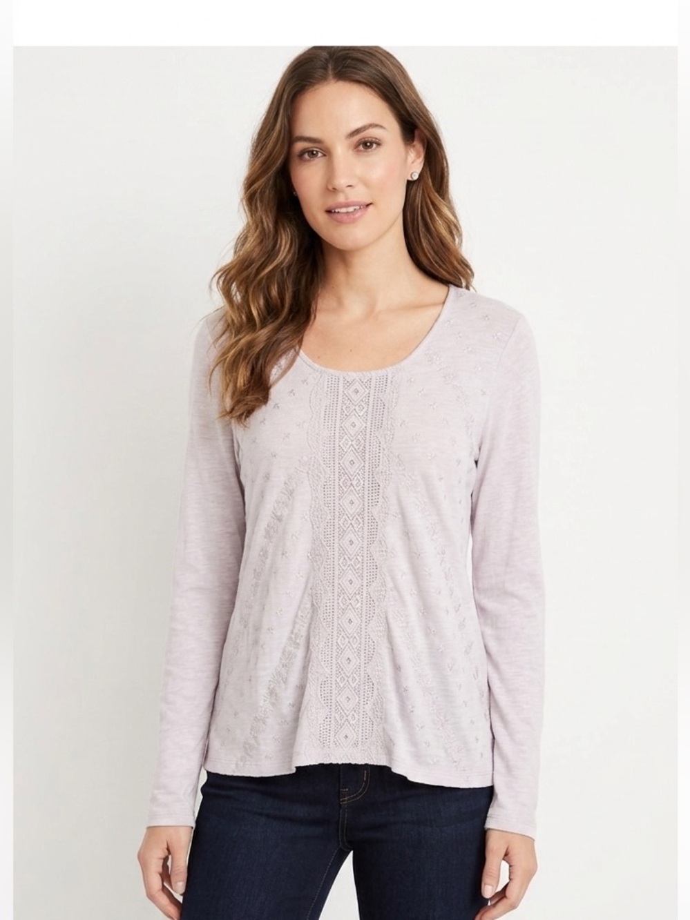 Cupio Light Cream Blouse with Intricate Patterns